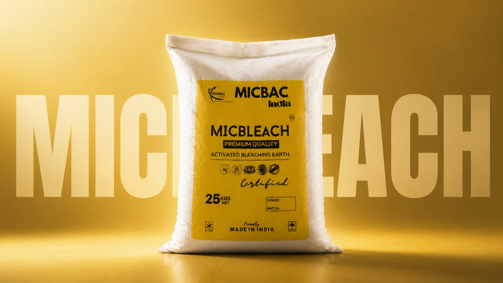 MICBLEACH activated bleaching earth product bag, GOLD+ S grade, 25kg export pack